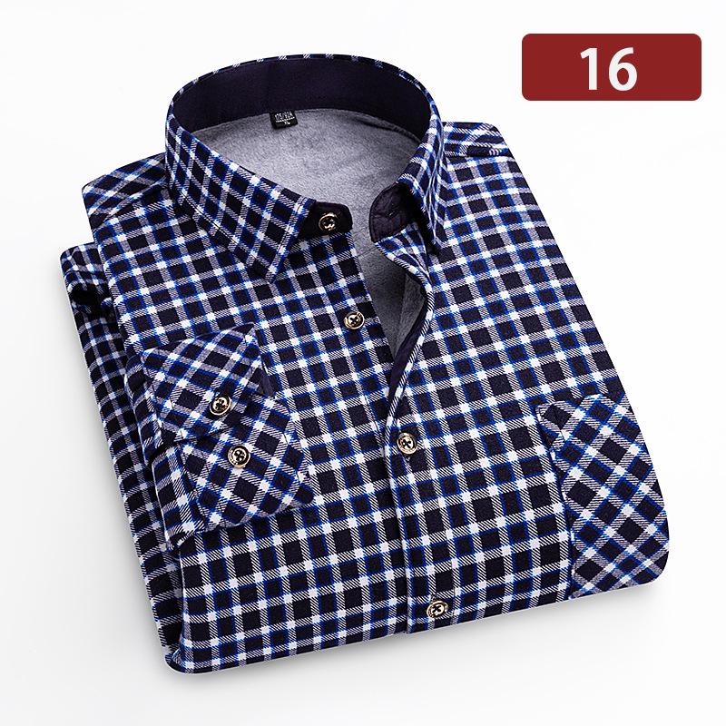 Camicia a quadri con pile double-face a maniche lunghe da uomo per autunno e inverno