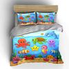 Cute Underwater Ocean Animals Bedding Duvet Cover Set  (1*Duvet Cover 2*Pillowcases, Without Duvet Insert)