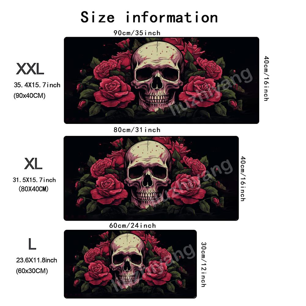 Gothic Rose Mouse Pad Large Computer Office Game Table Mat Xxl Rubber AntiSlip Stitched Edge Keyboard Mats Washable Desk Pads