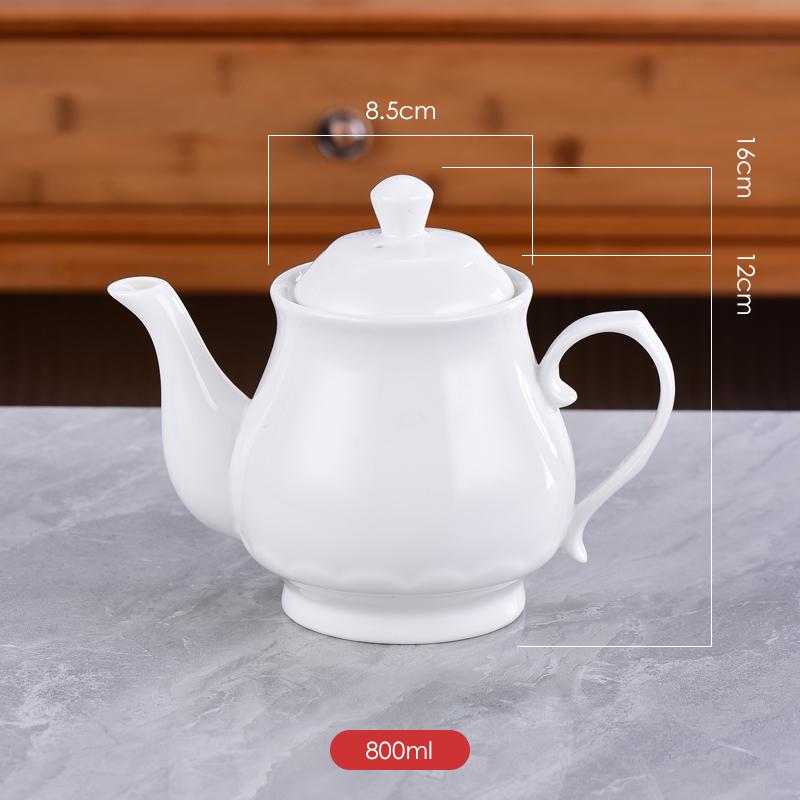 Ceramic Teapot with Built-in Filter, Available In Large & Small Sizes, Heat-Resistant, Pure White for Restaurants & Hotels.