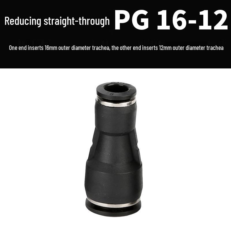 Straight Quick Push-In Pneumatic Air Tube Connector, PU Sizes 6-16, Plastic Two-Way Joint
