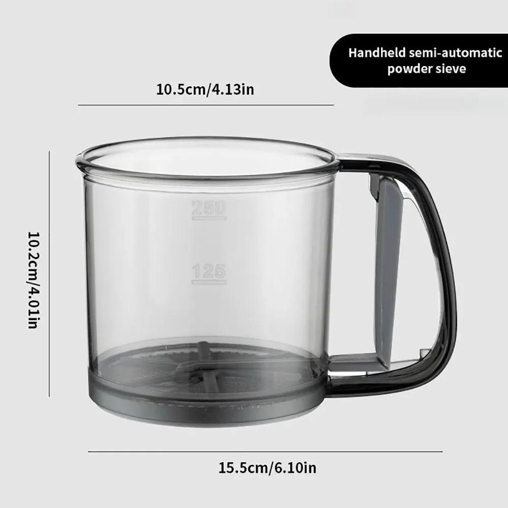 Manual Flour Sifter Fine Mesh Flour Sifter Portable Press Design Flour Sifter for Powdered Sugar Cocoa Cakes Baking Utensil