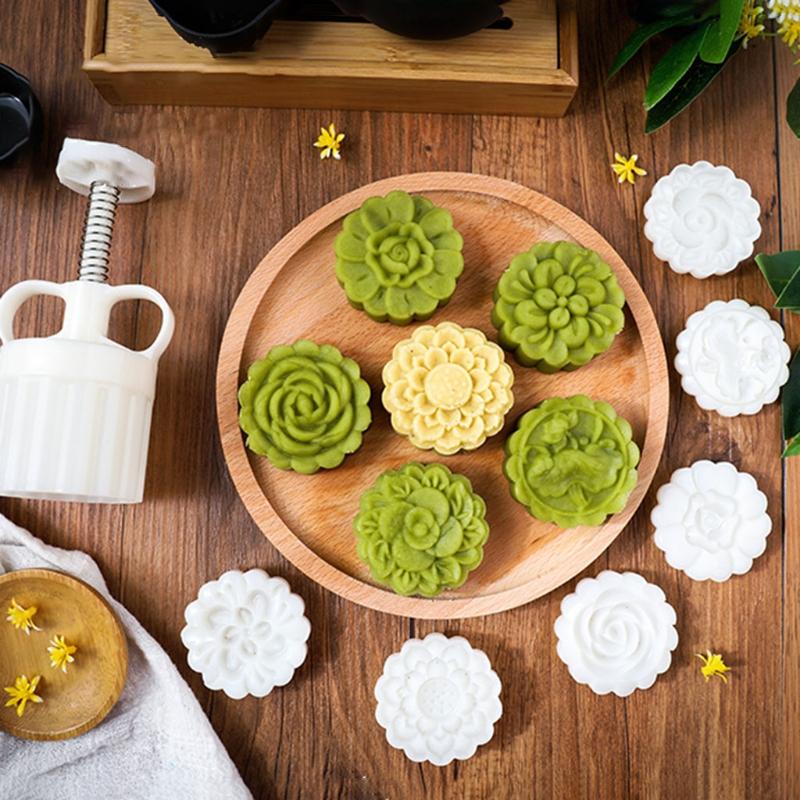 Adjustable Mooncake Mold 50g Flower Stamp Cookie Cutter Mould DIY Baking Accessories Mid-Autumn Festival X3UC