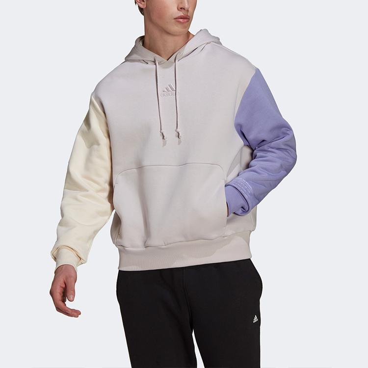 Adidas U Fl Hd Casual Sports Color Block Hoodie Long Sleeve Sweatshirt Men Tops Purple HU0414