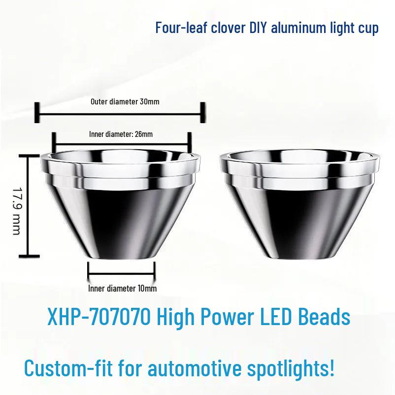 

High-Power Four-Leaf Clover LED Reflector Cup - Metal, High Temp Resistant, 17.9mm Height, Excellent Light Pattern. Replacement Lampshade