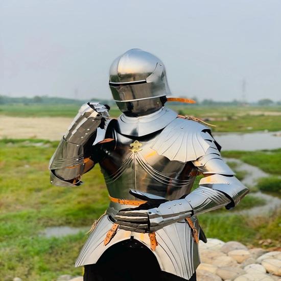 Středověký rytíř Německá gotická zbroj Oblek 15. století Larp Cosplay Oblek poloviční zbroje Nejlepší dárek
