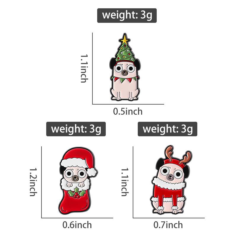 Puppy Christmas Dressup Enamel Pins Custom Christmas Tree Brooches Lapel Badges Clothes Animal Jewelry Gift for Kids Friends