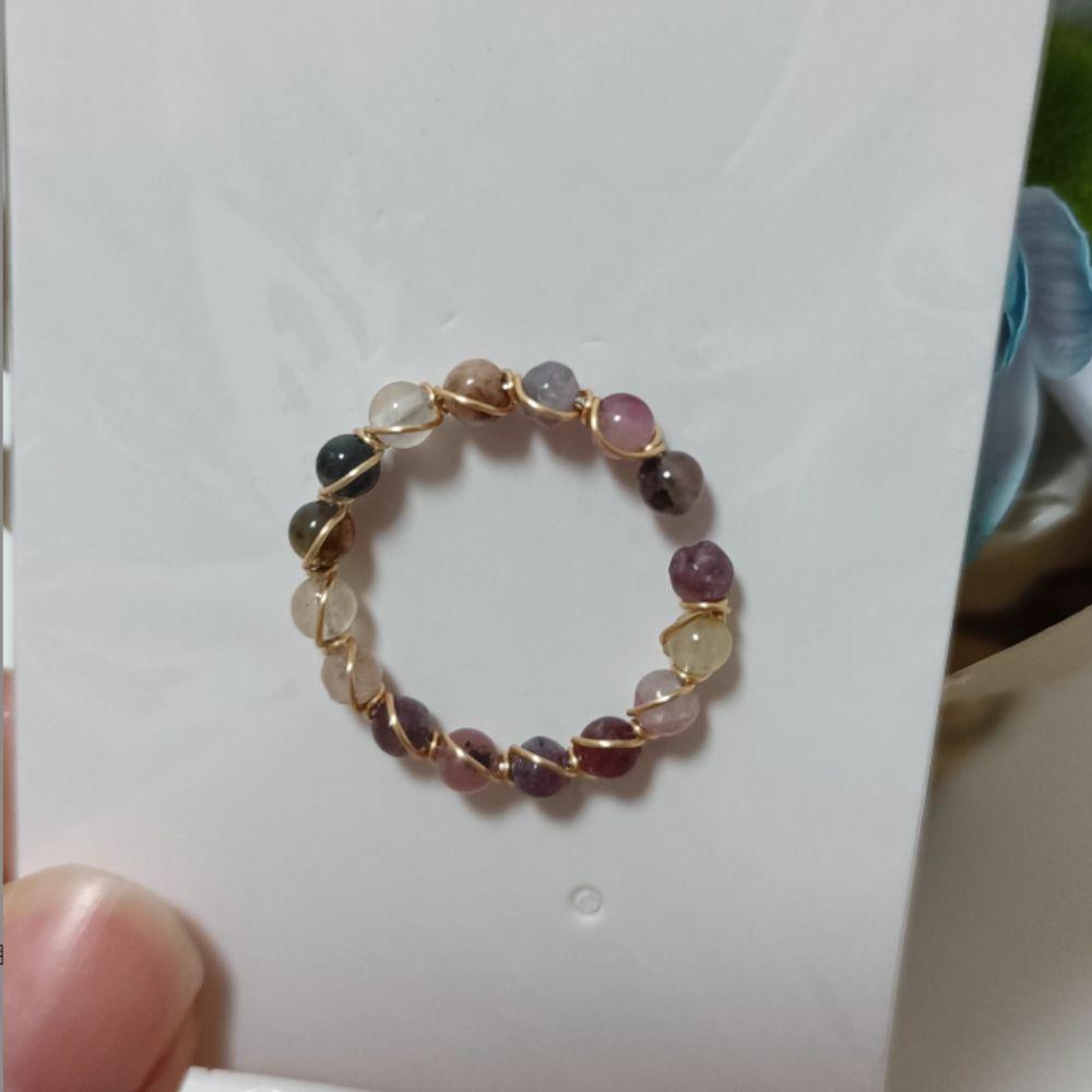 3PCS Light Luxury Round Bead Ring Finger Jewelry Opening Ring Trendy Colorful Beads Ring Women