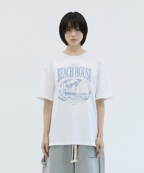 Mimdeowodeulobeu Vintage Beach House T-Shirt_ White