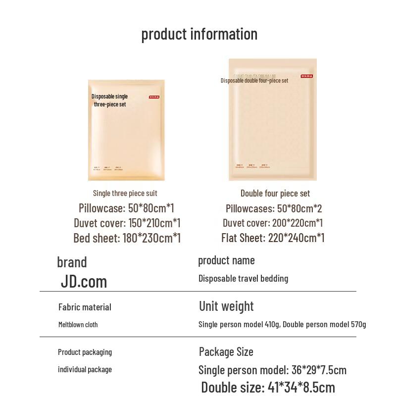 SMS Thickened Disposable Travel Bedding 3-Piece Set