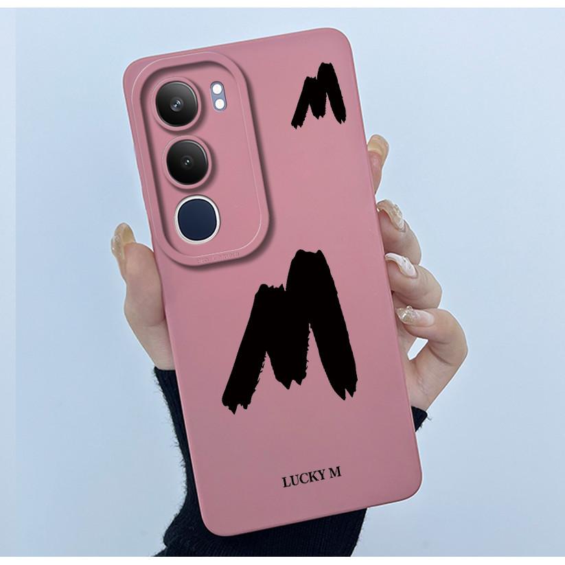 For Vivo Y19s V2149 Cover Case Lucky Initial Letter Couple Silicone Soft Matte Phone Bumper for Vivo Y19s 4G Y29 5G Casing
