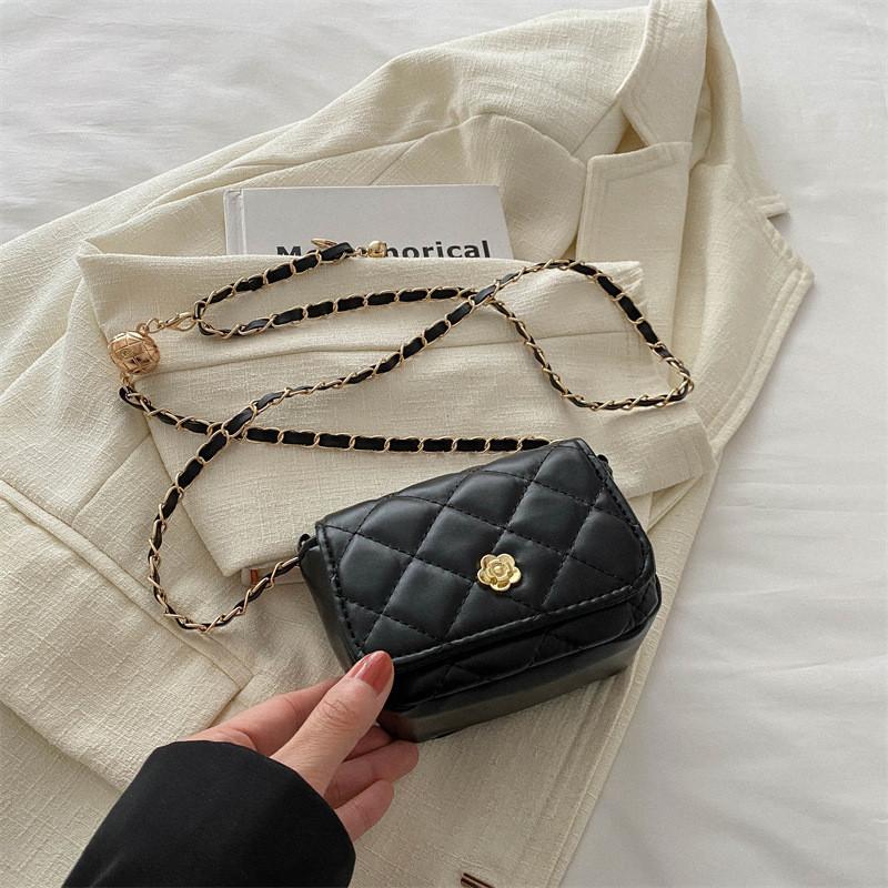 2024 New Spring Fashion Chain Shoulder Bag Pu Material Street Trend Small Square Bag чёрный