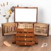 Scatola Portagioie in Legno Massello Intagliato di Lusso - Stile Antico, Contenitore Multi-livello per Orecchini e Collane