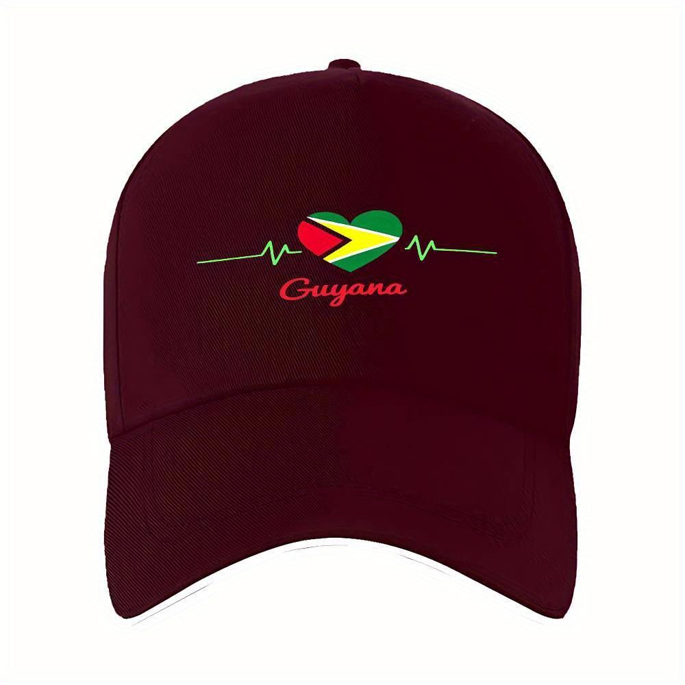 Guyana Flag Heartbeat Baseball Cap Unisex Polyester Patriotic Casual Sports Adjustable Headwear