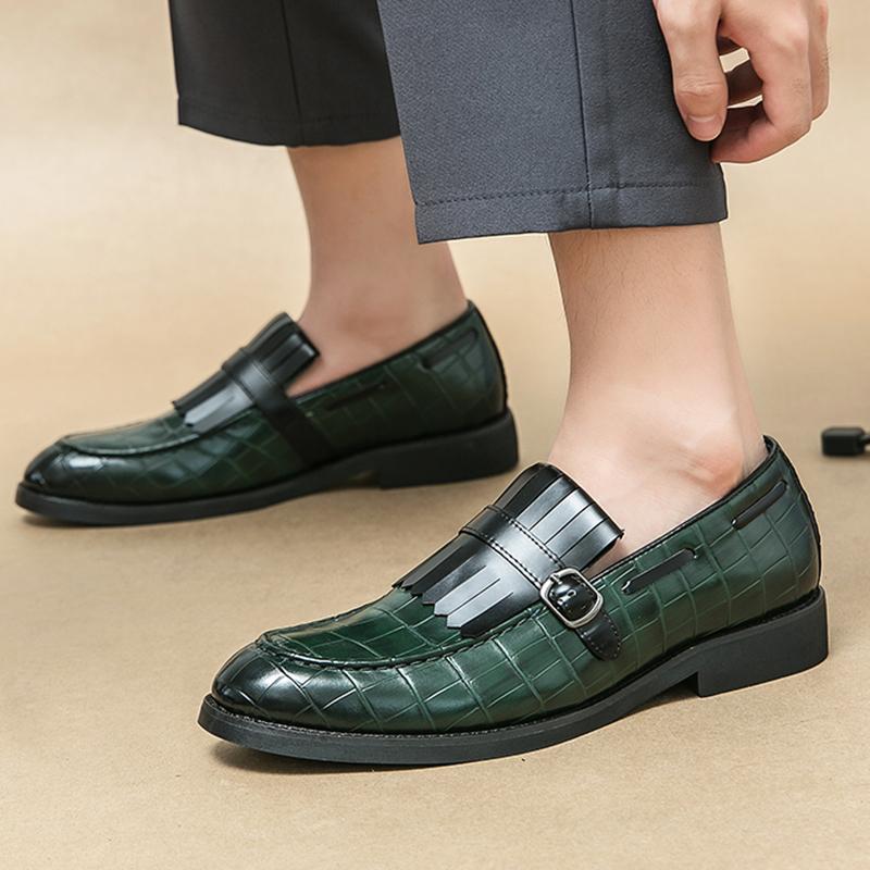 New Men's Tassels Mixed Color Shoes Gentleman Business Flats Dress Monk Strap Loafers Homecoming Pageant Footwear Zapatos Hombre