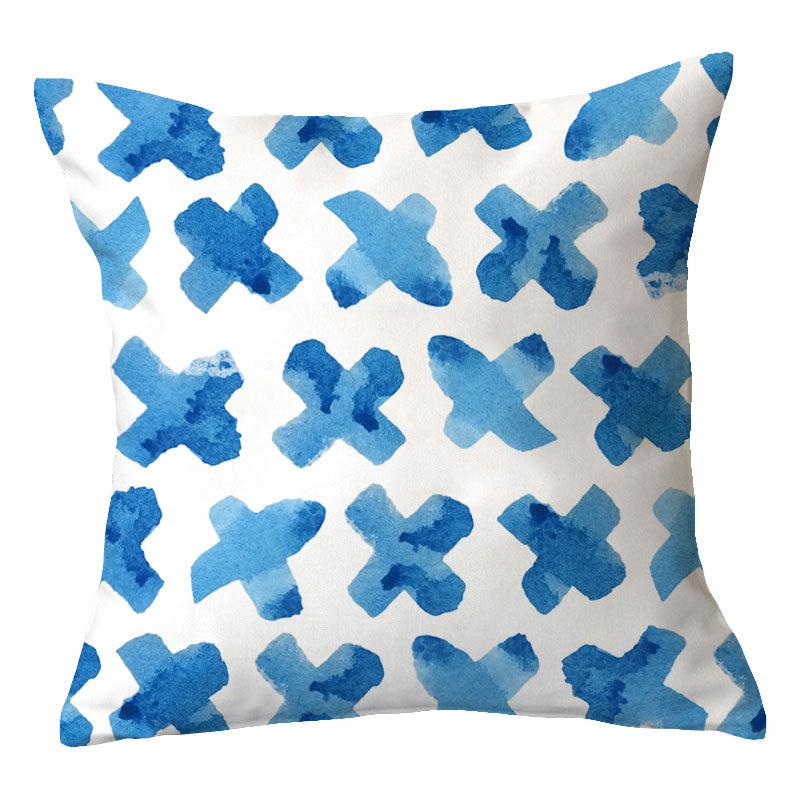 Simple New Blue Geometric Plush Pillowcase Home Fabric Sofa Pillow Cushion Cover Design