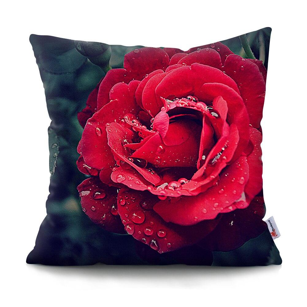 Mote Rose Putetrekk Polyester Print Putetrekk Beautiful Flower Home Decor Putetrekk