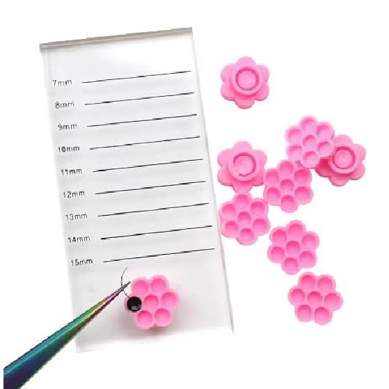 100 Pcs Flower Beauty Eyelash Extension Glue Cups Pink Delay Cup Grafting Eyelash Makeup Tool Tattoo Adhesive Pigment Cups