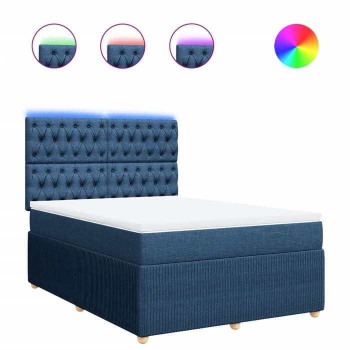 VidaXL Slatted Bed Base with Mattress Blue 160x200 Cm Fabric 3294420