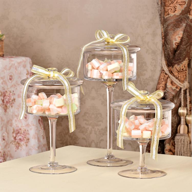 Slim Tall Transparent Glass Candy Jar with Wedding Dessert Decoration Candy, Snacks, Dried Fruit Jar 3PCS/set
