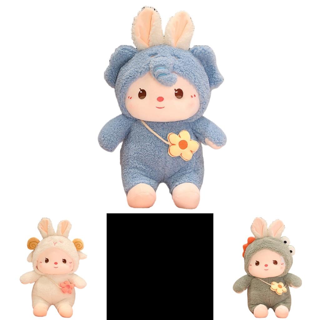 Cute Transforming Plush Toy Piggy Elephant Dinosaur Bunny Rabbit Doll Pillow Girls' Birthday Gift
