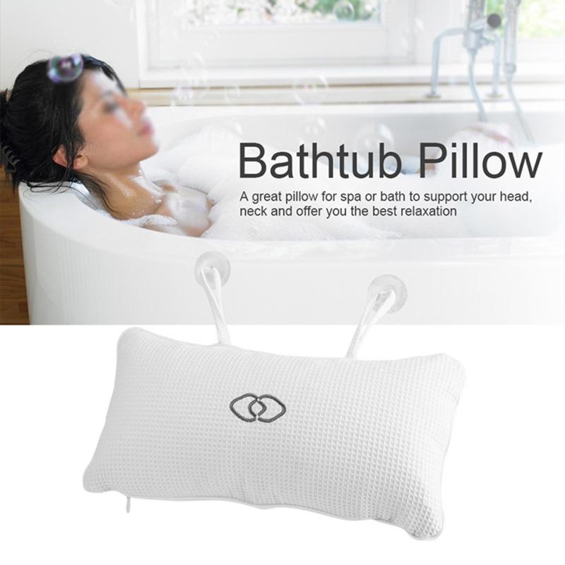 Luxury Spa Bath Pillow With Suction Cups Soft Neck Head Back Support Bathtub Cushion Hot Tub Relaxing Accessories