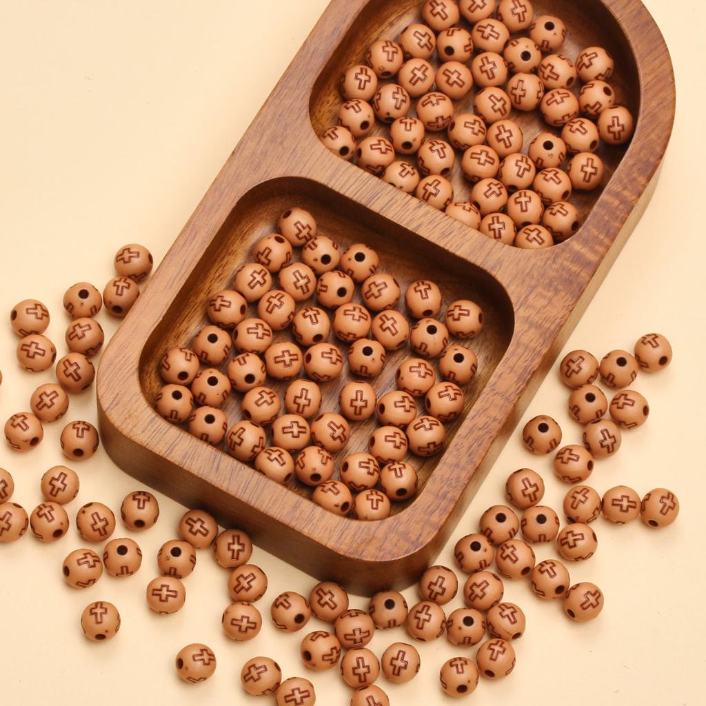 Home Partyzubehör Acryl Kreuz Armband Handgefertigt DIY 7mm Accessoire Schmuckherstellung Rundes Material Mode Lose Perlen Schlüsselanhänger 50 Stück Halskette