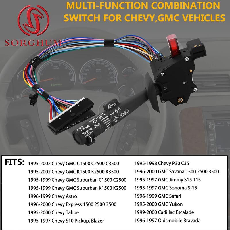 SORGHUM Multi-Function Combination Turn Signal Windshield Wiper Switch 26100985 For Chevy Silverado C1500 Suburban Tahoe 1995-02