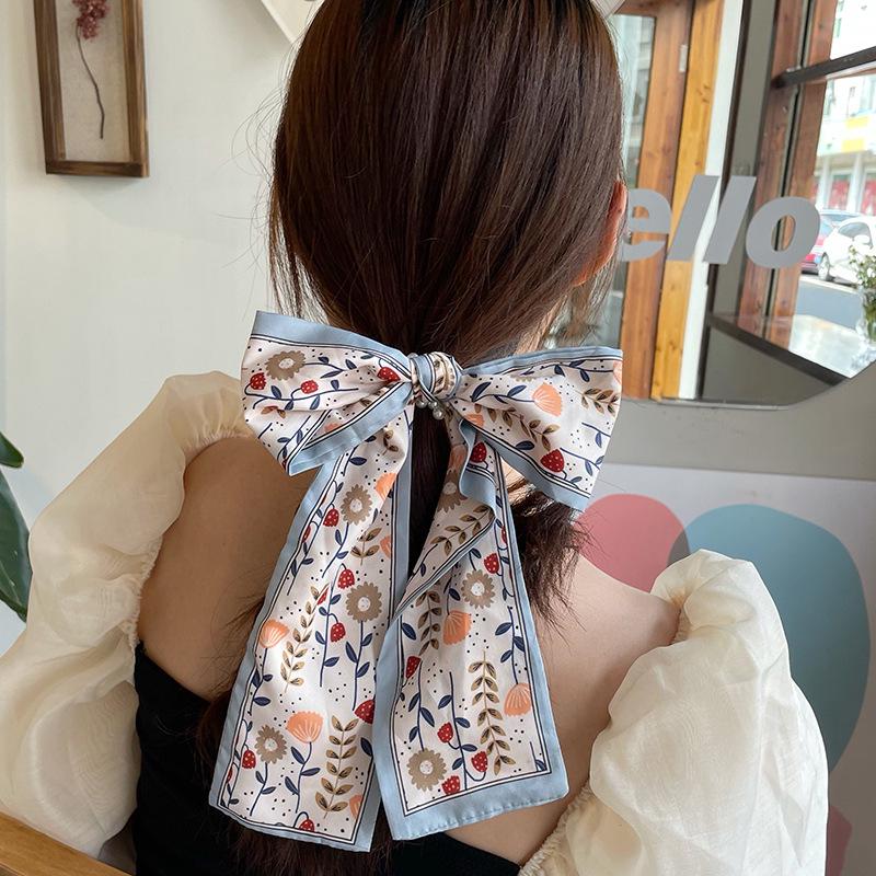 2021 Influencer Pearl Hair Tie with Ribbon Scarf Headband - Women's Elastic Band