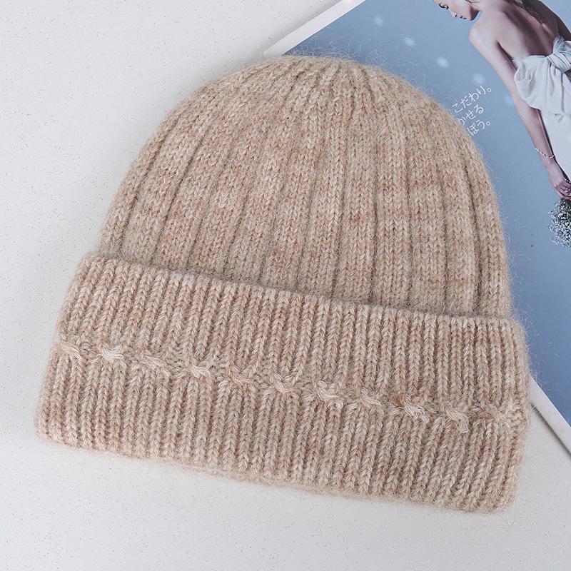 New comfortable and warm pure rabbit hair knitted wool hat source autumn and winter new white ear protection hat headcap