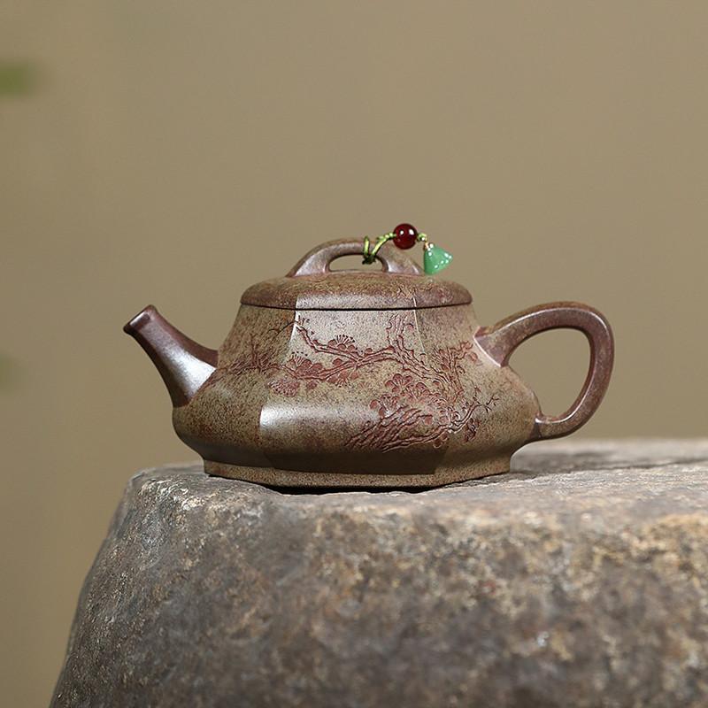 

Китайский исинский фиолетовый глиняный чайник Ручная работа с узором из цветов Чайник Красота Ситечко для чая Чайник Домашний Цзыша Набор для чая 280 мл