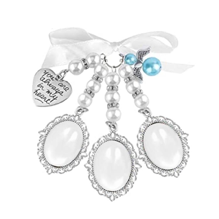 

Bridal Commemorative Photo Charm Angel Wing Photo Bouquet Charm Wedding Pendant 1