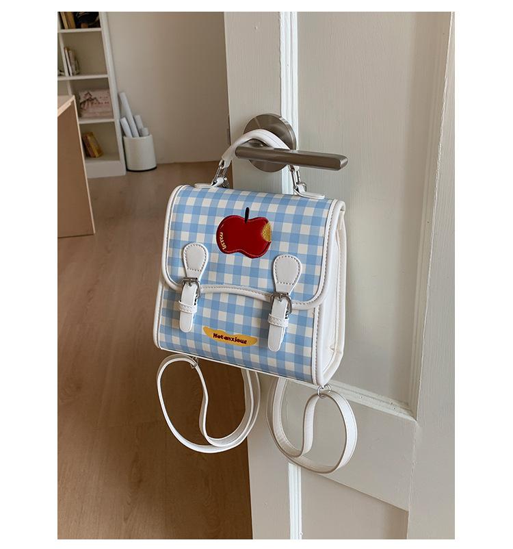 2025 New Dopamine Cute Apple One Pack Multi-back Shoulder Bag Underarm New Small Fresh Plaid Backpack