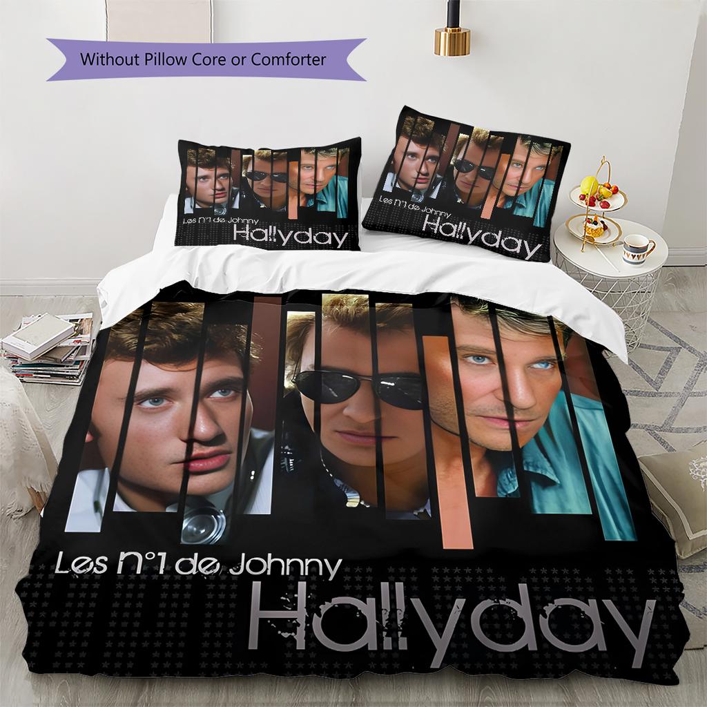 1PC Johnny Hallyday pattern Bedding Quilt Set Quilt Cover Pillowcase Home Decoration Birthday Gift (1 * duvet cover + 17 * pillowcase, without core)