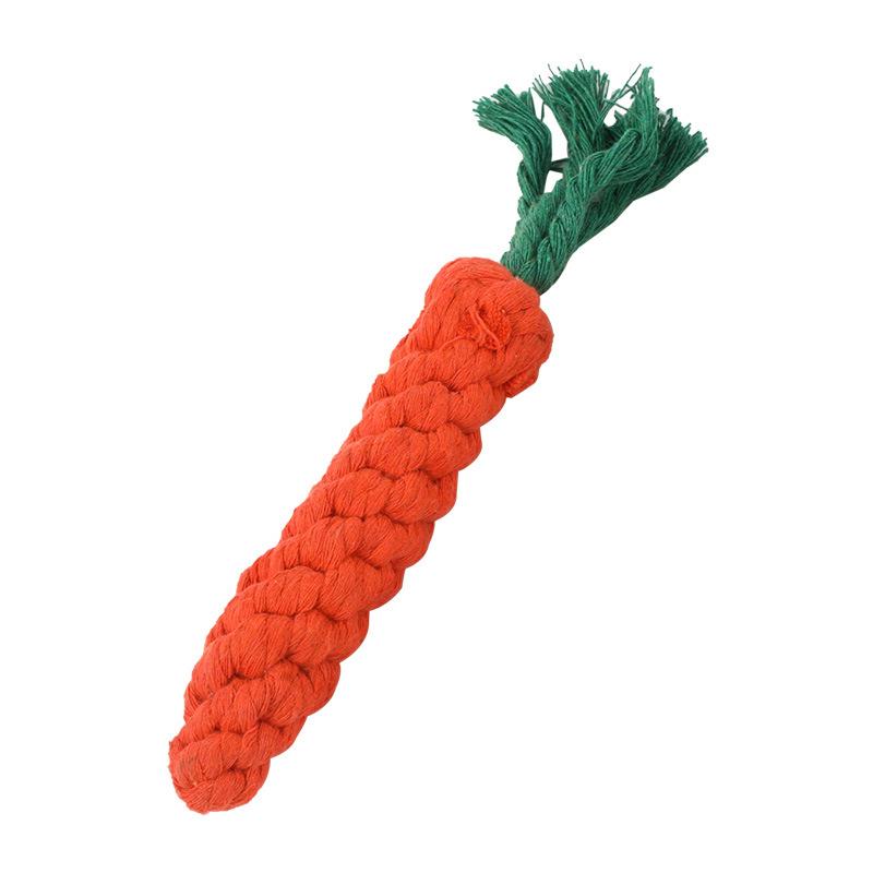 Cotton Rope Carrot Dog Toy Chew Durable Braided Knot Teether Boredom Relief for Small Medium Dogs