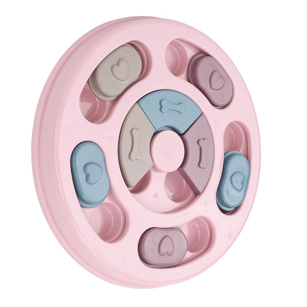 Pet Treat Puzzle Toy Interactive Prevent Slip Round Dog Slow Feeder Toy for Cat Puppy Pink