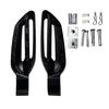 Motorcycle Passenger Footboards, Aluminum Rear Support Pair with Open-Frame Bodies, Ridged Treads, and Mounting Hardware