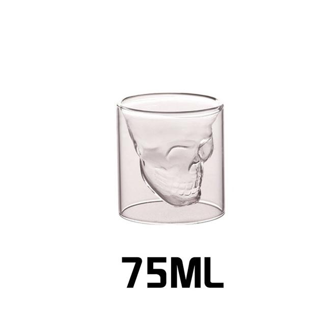 Kaffeetasse, doppelschichtig, transparent, Glasbecher mit Totenkopf-Motiv aus Kristallglas für den Haushalt, Whisky, Wein, Wodka, Bar, Club, Bier, Weinglas