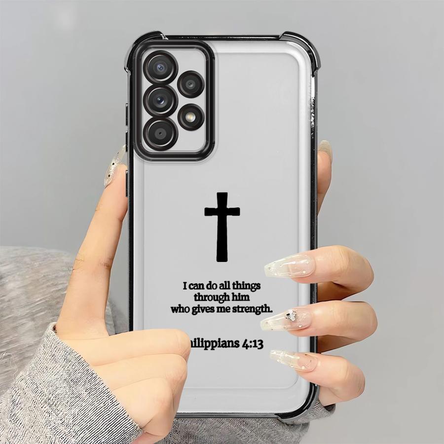 Simple Christian Cross Phone Cover Funda Case for Samsung Galaxy A33 A50 A23 A51 A16 A06 A14 A04 A54 A34 A12 A03 A15 A05 A24 A52