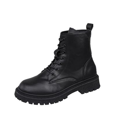 Fashion New Arrivals Soft Leather Boots Fashion Round Toe Women Black High Top Boots Street Style Comfortable Short Shoe Anti-skid Shoes