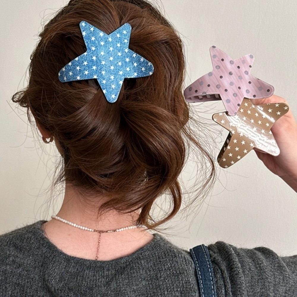 Geometric Acrylic Shark Clip Pentagram Hair Clips Trendy Star Shape Hair Claw Casual