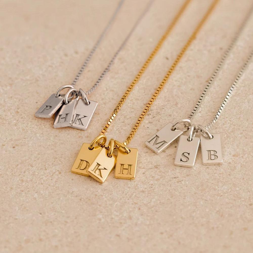 CARLIDANA Minimalist Letter Initial Jewelry Women Stainless Steel Gold Plated Rectangle Silver Color Alphabet Pendant Charm