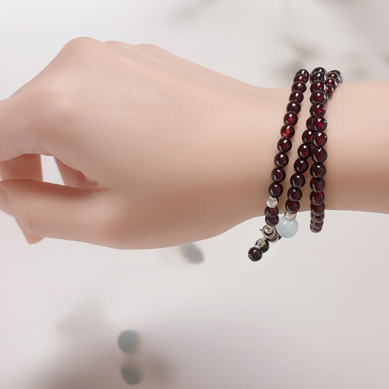 H8 Pomegranate-Scented Natural Garnet Wrap Bracelet Layered Lucky Bracelet