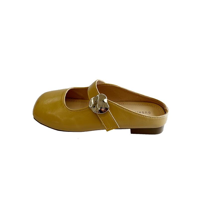 French flat-bottomed bag head slippers for women to wear 2025 summer new half-drag women's shoes temperament evening breeze Mary Jane sandals