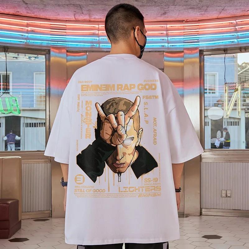 Hip Hop Oversize T Shirt Men Streetwear Harajuku Cartoon Print Tshirt Short Sleeve Cotton Loose HipHop T-Shirt Plus Size 5XL