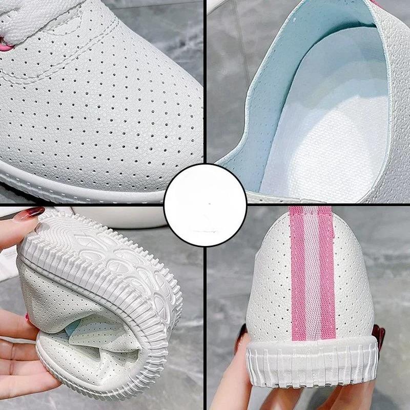 Women's Vulcanized Shoes Breathable Comfortable Hole Outdoor Sports Shoes Summer Running Shoes Fashion Board Shoes Thick Sole