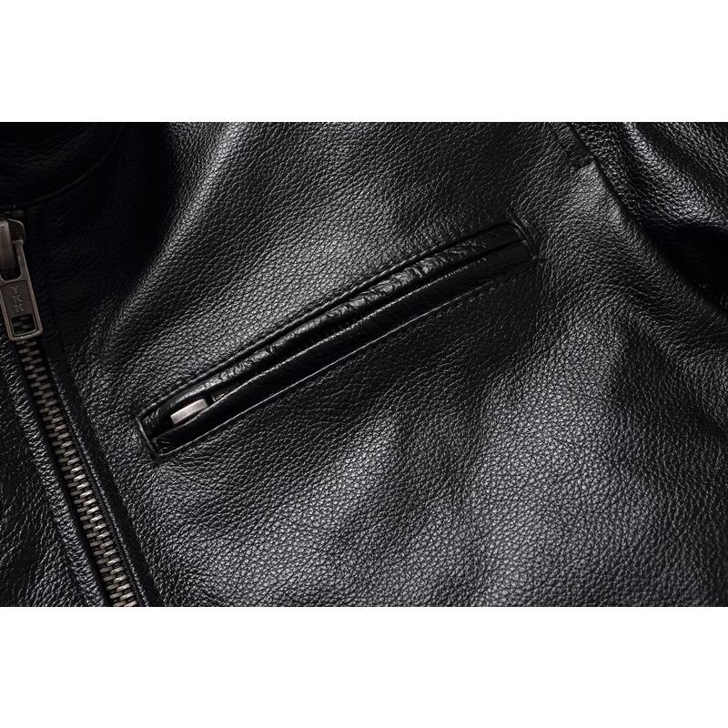 Chinese Size Vintage Yellow Brown Real Cowhide Genuine Leather Jacket Men Motorcycle Coat Mens Biker Clothes Spring Autumn Asian Size 6XL