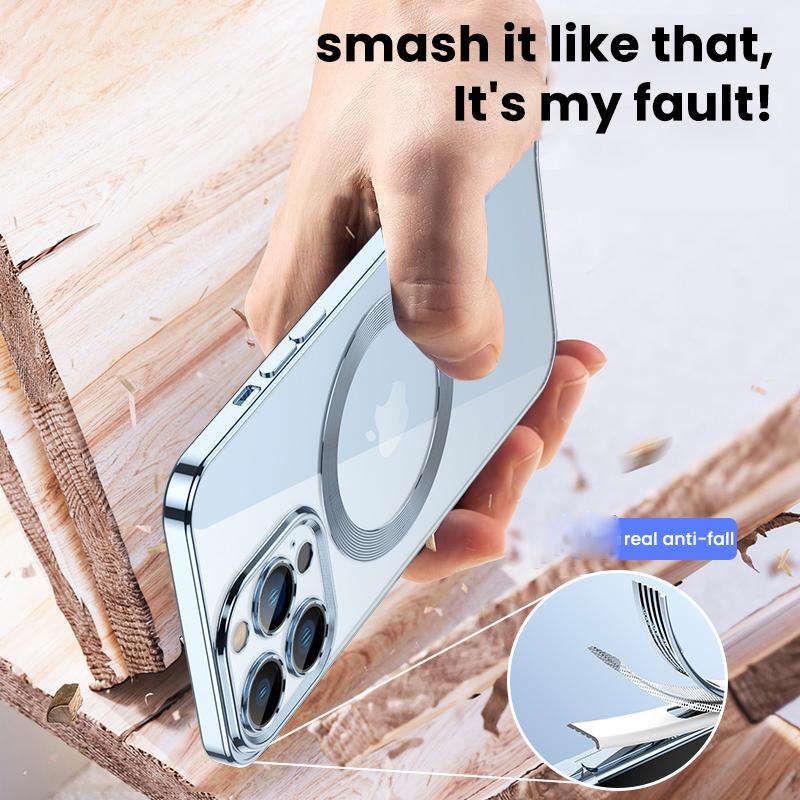 Fashion Magnetic Case for 14  Magsafe Transparent Cover for IPhone 14 13 12 11 Pro Max 14 Plus Plating Clear Soft Silicone Wireless Charging Cover