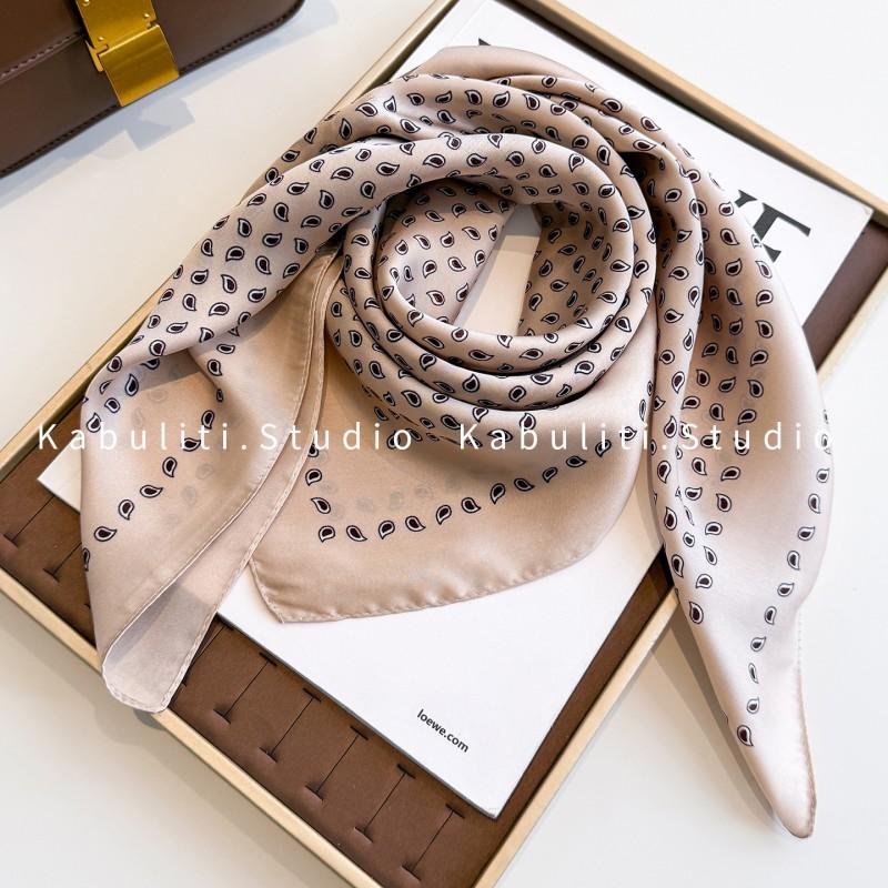 70x70cm Lightweight Square Scarf Women Polka Dot Print Silk-Like Wrap Neck Tie Hair Band Fashion Accessory
