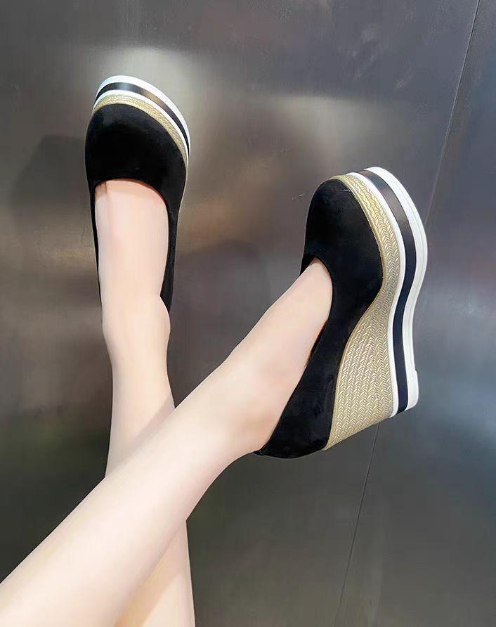 

Модная эспадрилья на танкетке, женские туфли-лодочки с острым носком на платформе и высоком каблуке для работы, вечеринки, свадебные туфли 40 чёрный